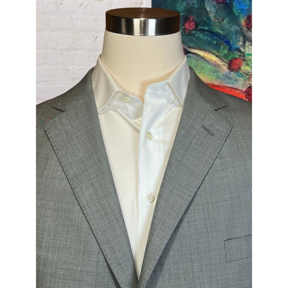 J Hilburn Custom 48-49S Gray Blue Undertones Finely Woven Blazer Short Arms - Picture 4 of 16